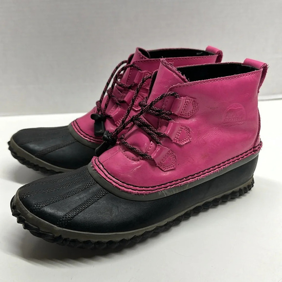 Sorel Duck Boots Lace Up Out N About Waterproof Winter Boot Shoes Pink Size 6 - Picture 1 of 8